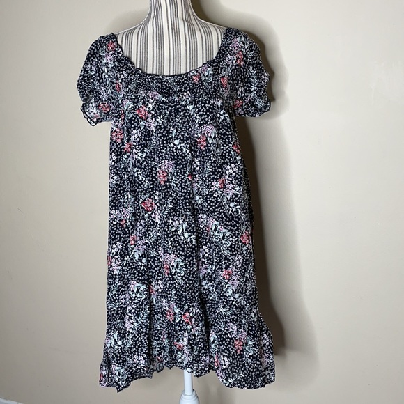 Free Preople Peasant Babydoll Floral Mini Press Black M - Picture 12 of 12